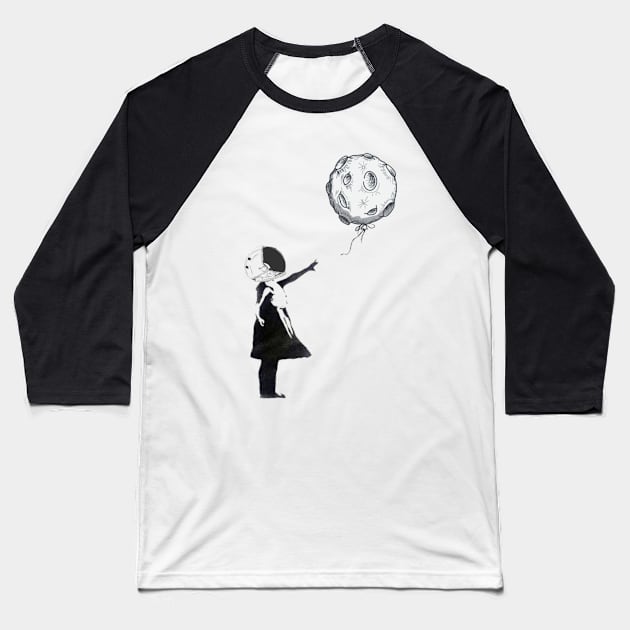 Astronaut Girl and Balloon Baseball T-Shirt by daftvader97